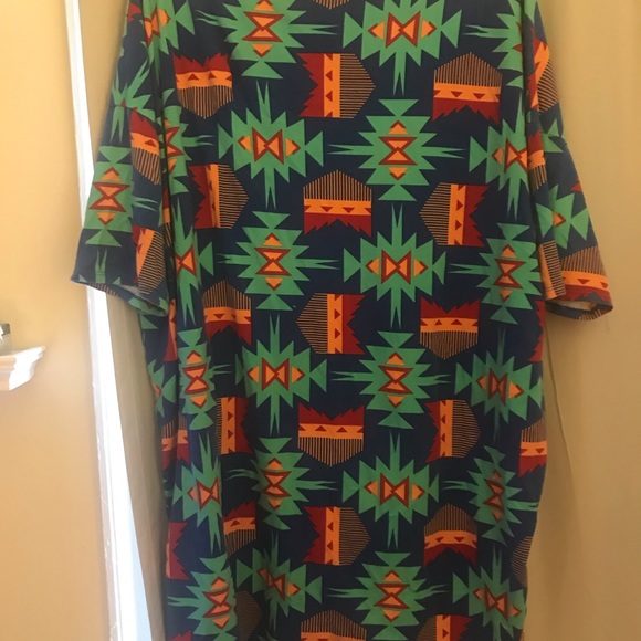 Blue Aztec Print Lularoe Irma Top - Picture 3 of 3